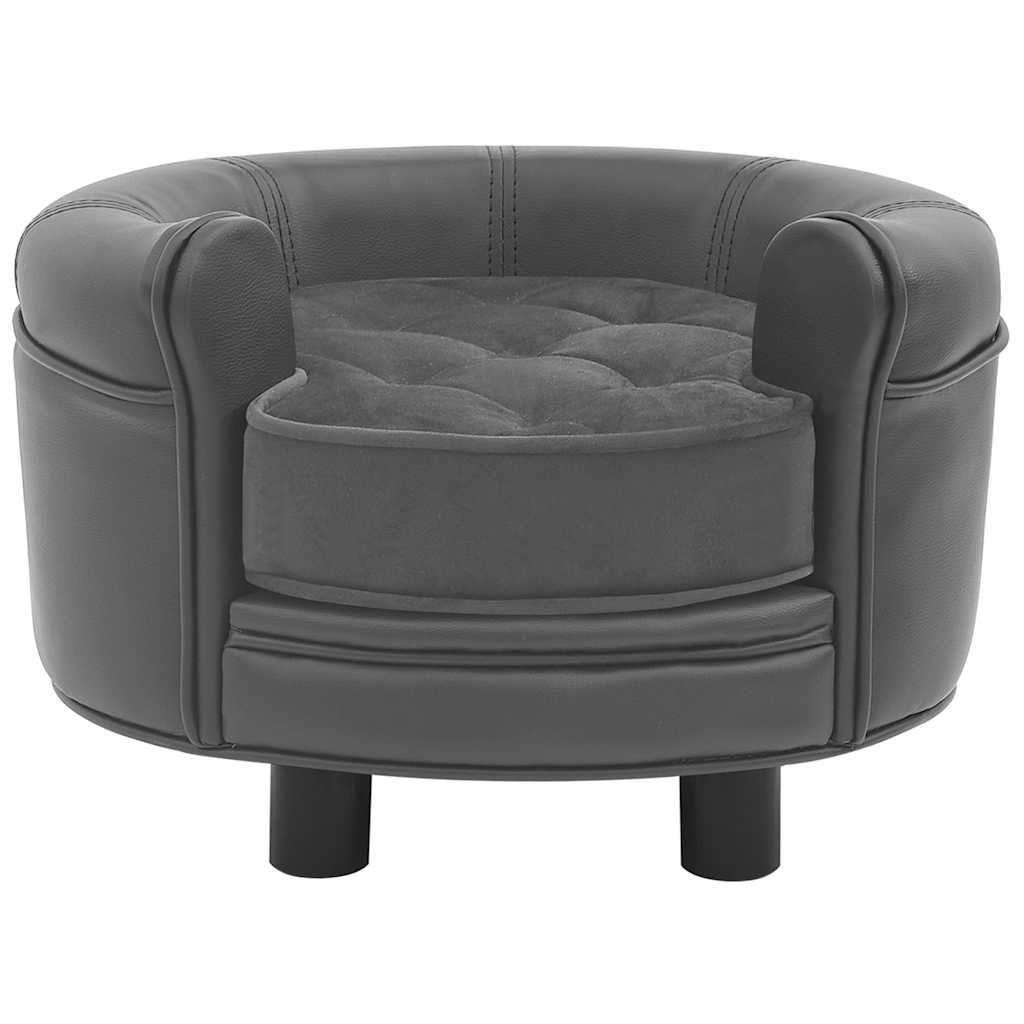 Pet Sofa Gray 48x48x32 cm Plush and Faux Leather