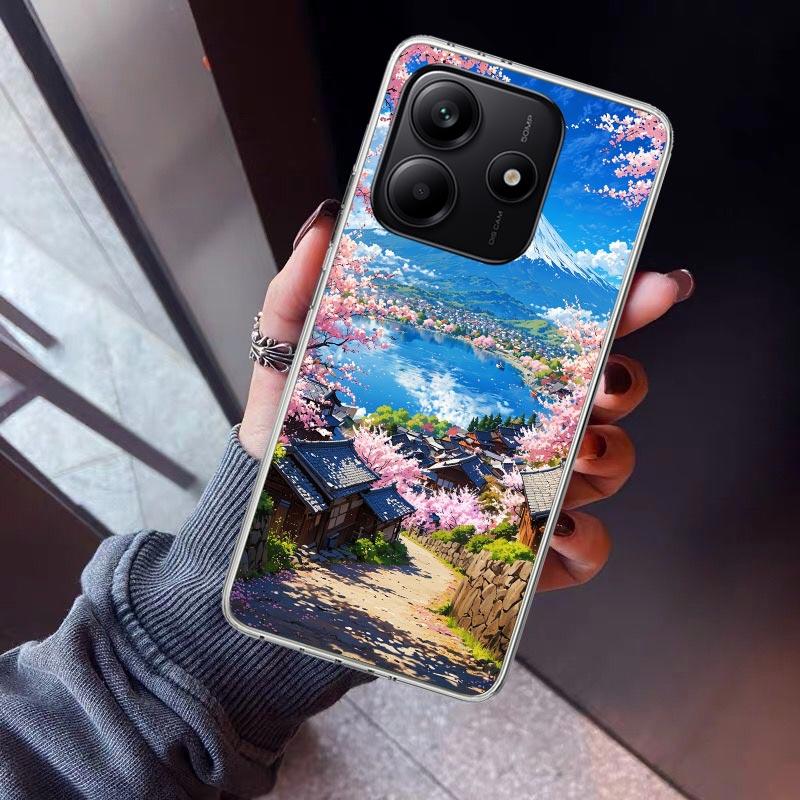 Японская вишня Гора Фудзи Чехол для телефона Для Xiaomi Redmi Note 10 11 12 13 14 15 Pro Plus 11S 12S 14S 11T 11E 10S Мягкий ТПУ Задняя крышка