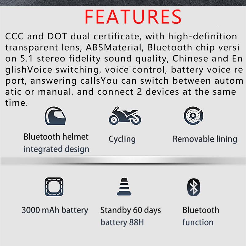 Защитная шапка для мотоцикла, противотуманный шлем с двойной линзой и Bluetooth, полушлем с BT