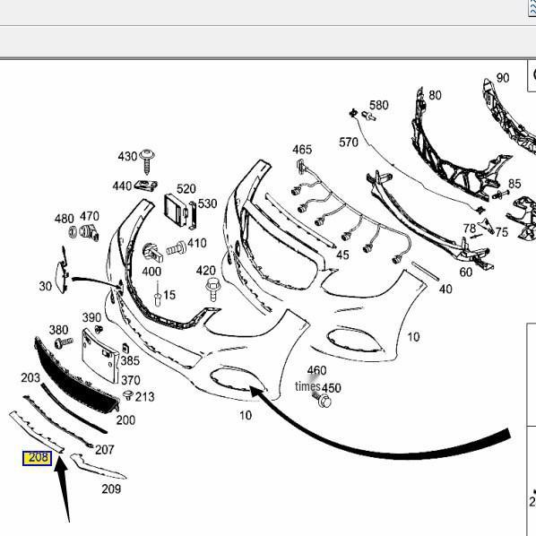 Mercedes-Benz E-Class Front Bumper Center Bright Strip (212 E260/E300)