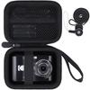 (Case Only) Kodak PIXPRO FZ55/FZ45 Zoom FriendlyZoom Digital Camera Storage Case, Black (Bonus: Neck Strap) - Khanka