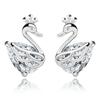 Goose Ear Studs Earrings for Women Small Ear Studs Ear Clip Eardrops Degrees Silver Earrings Crown Swan Stud Earrings