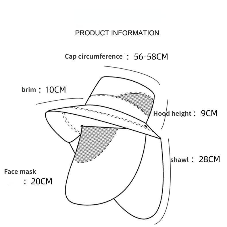 Big Wide Brim Visor Hat Men Women Sunshade Fishing Sun Cap with Sunscreen Face Mask for Outdoor Work Jungle Safari Neck Protect