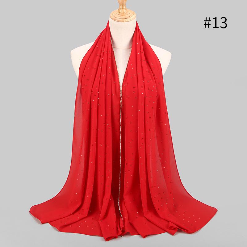 Lain Pearl Bubble Шифон Алмазный Стразы Шаль Шарф Высококачественный Мерцающий Бисер Повязка На Голову Обруч Фуляр Мусульманский Хиджаб Sjaal