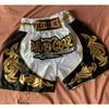 Short Enfant - THAI Boxe Kickboxing - Couleur Blanche - Taille 12-14 ans - 100% Satin Polyester