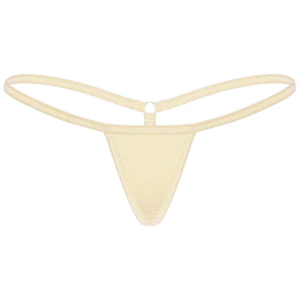 Women Elastic Waist Low Rise T Back G String Thong Micro Bikini Panties Underwear