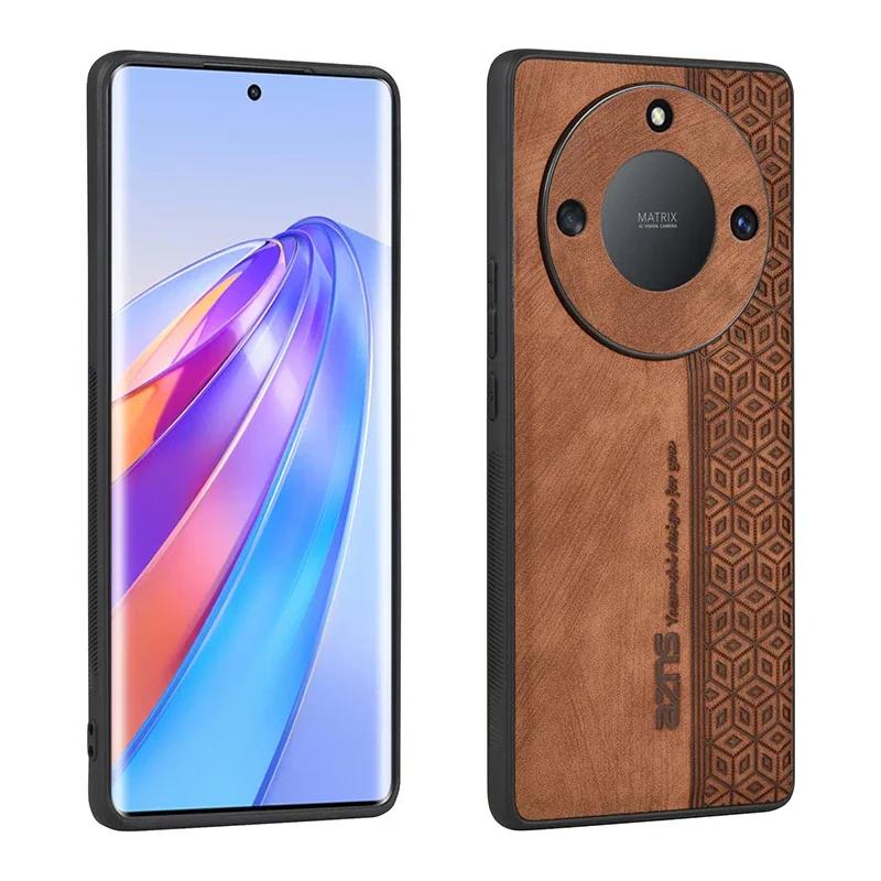 Роскошный 3D Кожаный Чехол с Тиснением для Honor X50 Pro GT X9a X9b X30 X9 X40 X40i X50i Ощущение Кожи Мягкий Бортик Прочный Бампер Задняя Крышка