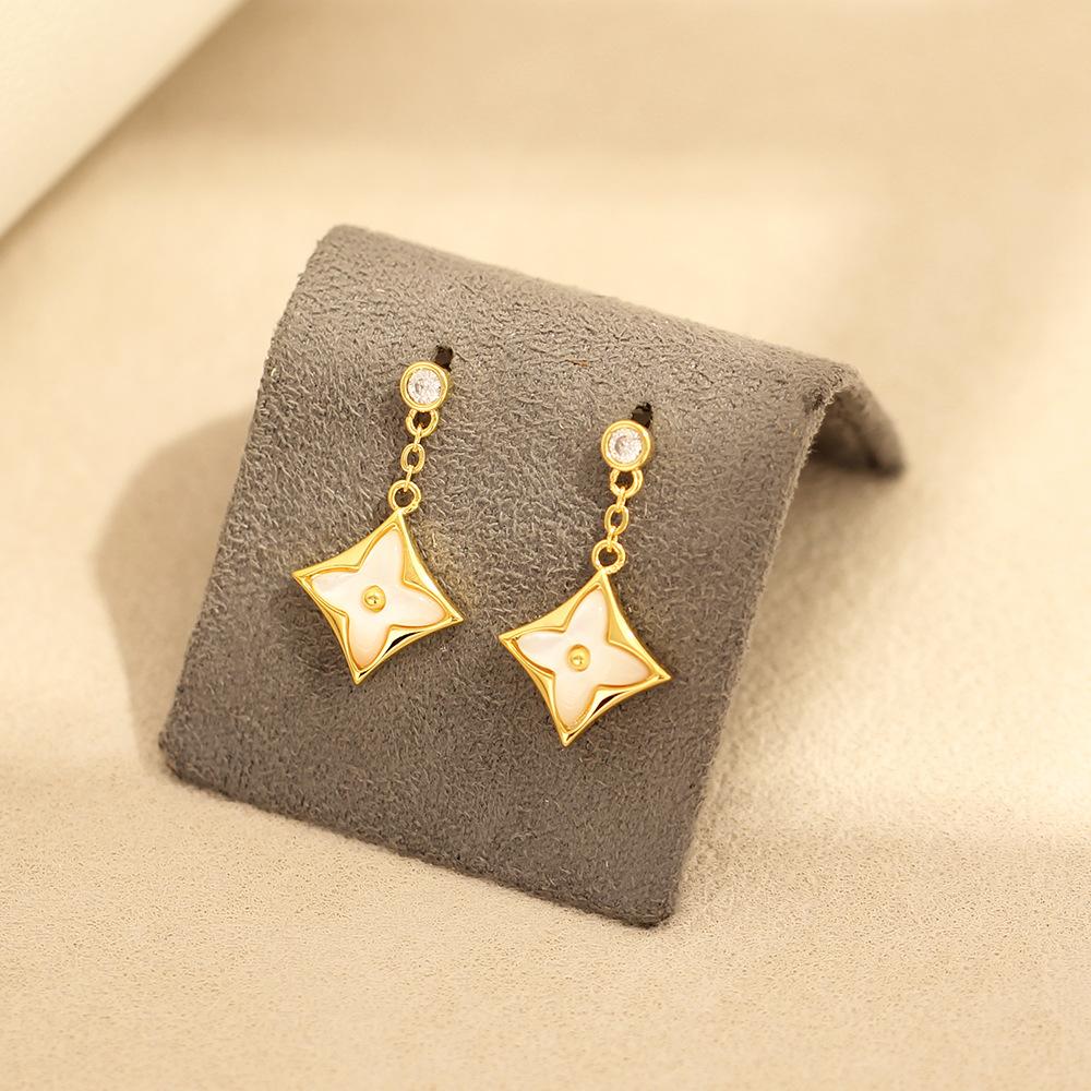 Европейские и американские новые серьги с инкрустацией из натуральной перламутровой раковины, изысканные серьги с инкрустированными камнями, серьги с серебряной иглой 925 пробы, женские модели