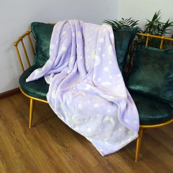 Декоративное одеяло со звездами и лунами, двустороннее антистатическое мягкое удобное подарочное одеяло, теплое светящееся в темноте розовое одеяло для сна для офиса