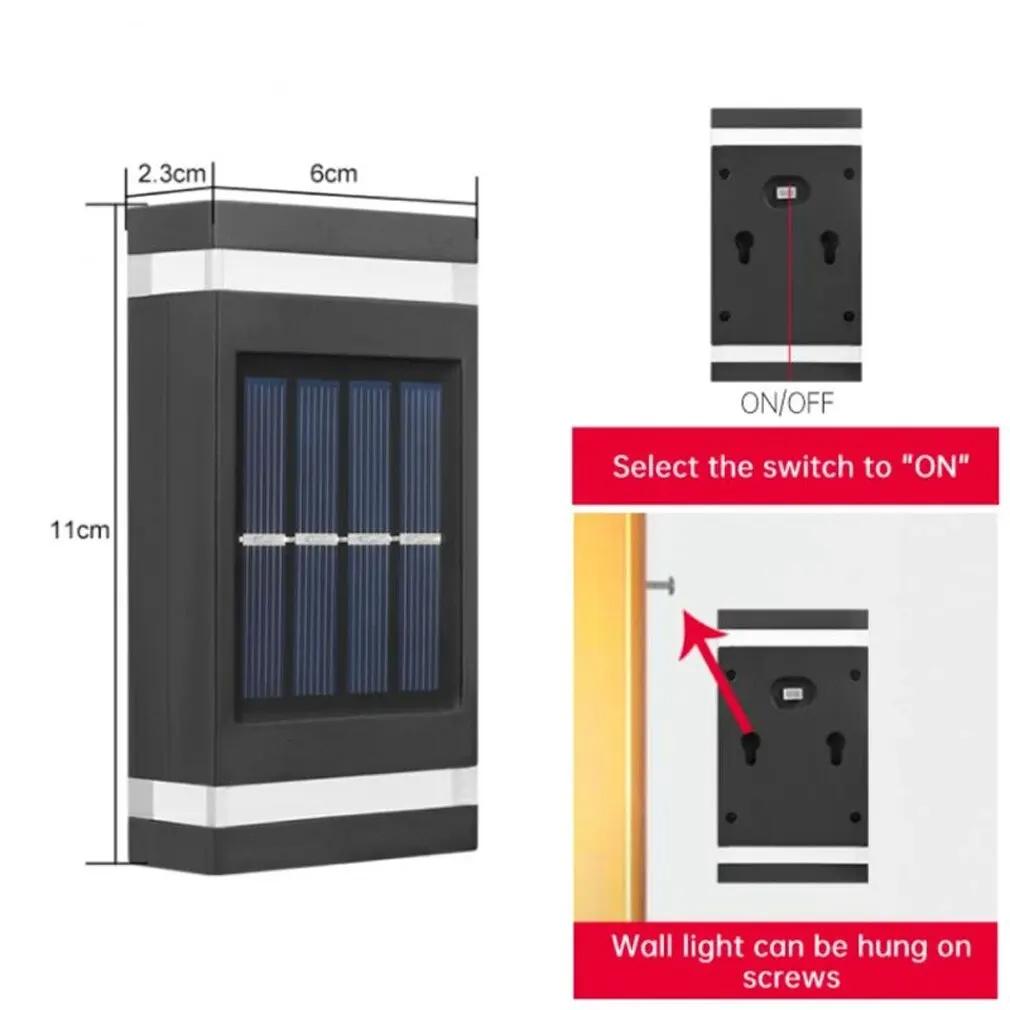 Настенный светильник на солнечных батареях, уличный водонепроницаемый светильник на солнечной энергии, освещающий вверх и вниз, украшение для дома, сада и двора, уличные солнечные лучи