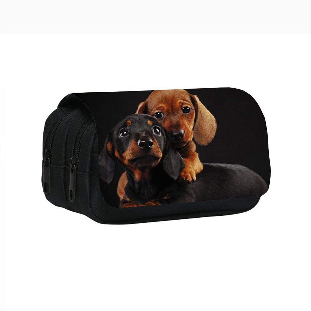 Милый пенал с принтом щенков, двухслойный, для учеников средней школы и детей