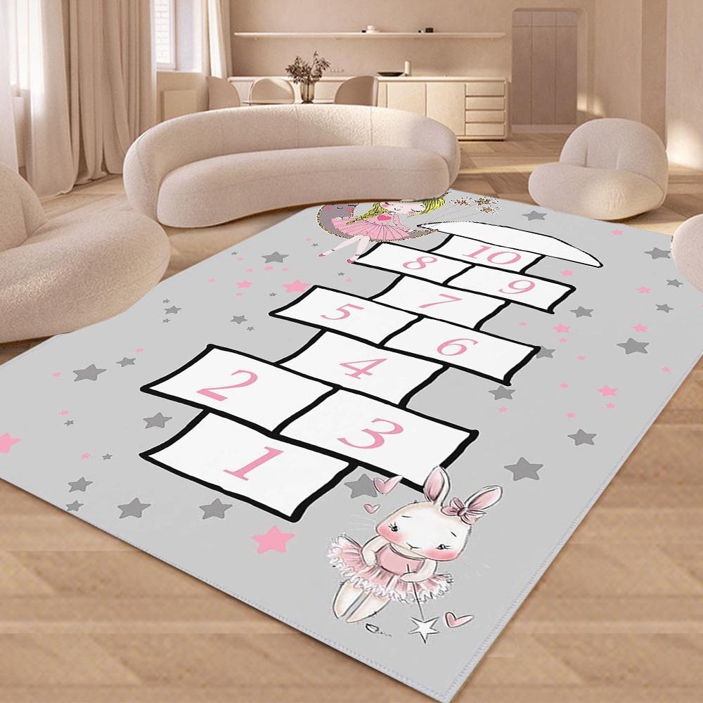 Hopscotch Rainbow Number Carpet for Living Room Home Decoration Sofa Area Rugs Non-slip Bedroom Rug Washable Door Mat