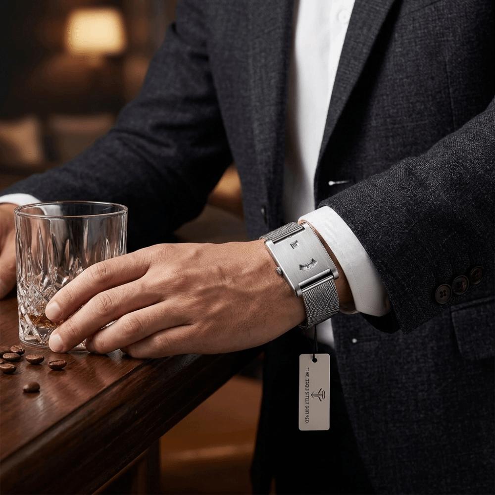 Smooth Finish Quartz Watch Retro Styling Men's Watch Practical Square Watch Couple Matching