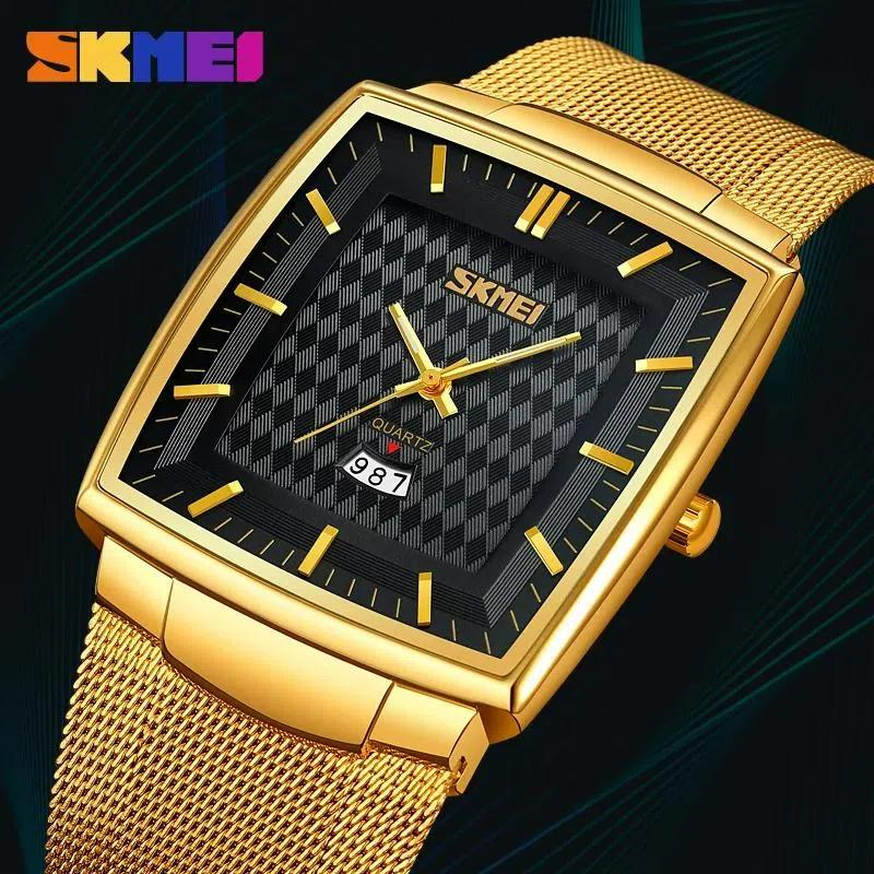 Skmei Luxury Square Quartz Watch Men Business Waterproof Stainless Steel Date Calendar Wristwatches