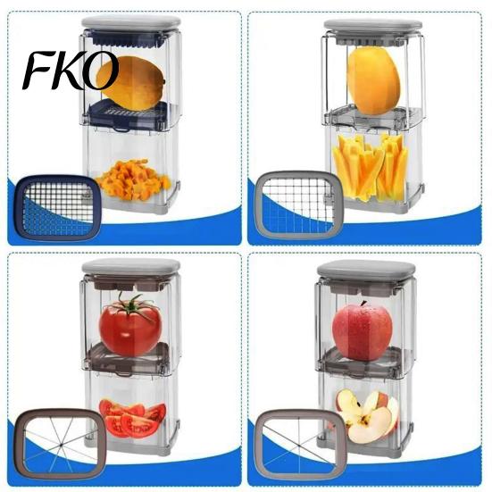 Fruit And Vegetable Dicer French Fry Cutter, with Large-Capacity Visible Box, Stainless Steel Blades Easy Press Slicer Quick Cutting Tool, for