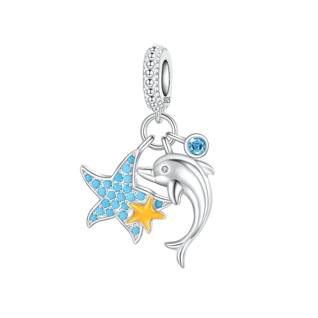 Медные Океанские Шармы Морская Звезда Кит Краб Морской Конёк Бусины Подвеска Подходят для Оригинального Браслета Ожерелья Ювелирные Изделия Новогодний Подарок