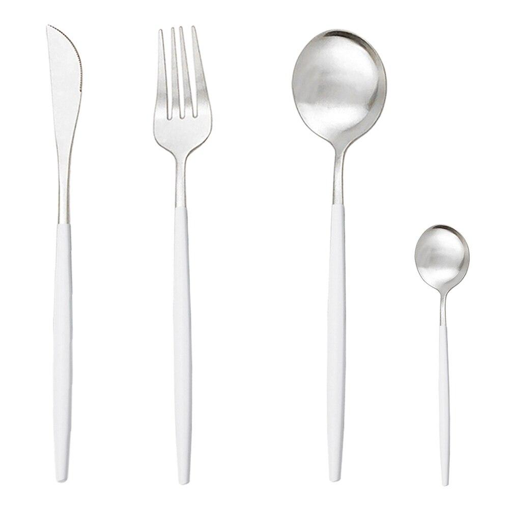 4Pcs Pink Gold Dinnerware Set Blue Gold Matte Cutlery Set Stainless Steel Tableware Set Fork Knife Spoon Silverware Flatware Set