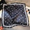 Spring new French polka dot imitation silk square scarf women commuting versatile sunscreen decorative atmosphere shawl