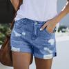 Женские модные джинсовые шорты с высокой талией, синие джинсы, рваные повседневные брюки