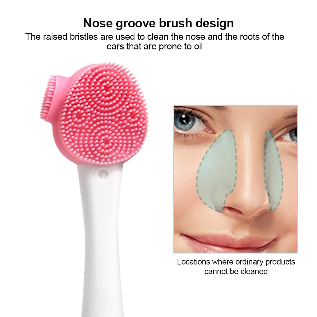 Щетка для чистки лица с двойной головкой, силиконовая щетка для массажа лица, отшелушивающее очищающее средство для лица, инструмент для ухода за кожей, массажер, дропшиппинг