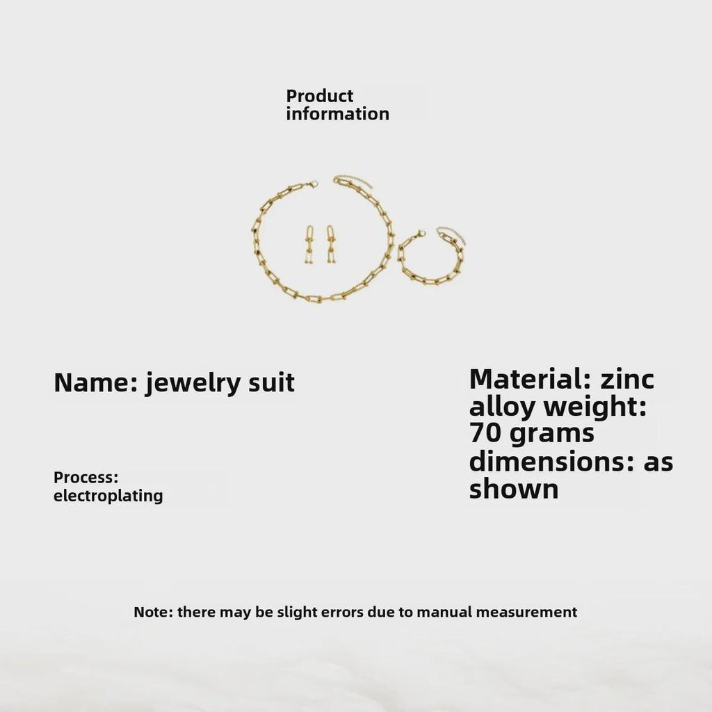 Комплект украшений в европейском и американском стиле: Ожерелье, серьги, браслет в форме подковы U-образной формы