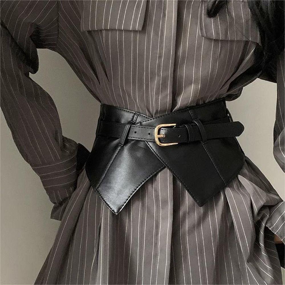 Wide Cummerbunds PU Leather Waistband Strap Fashion Waist Cover For Skirts Dress Top Sweater Coat