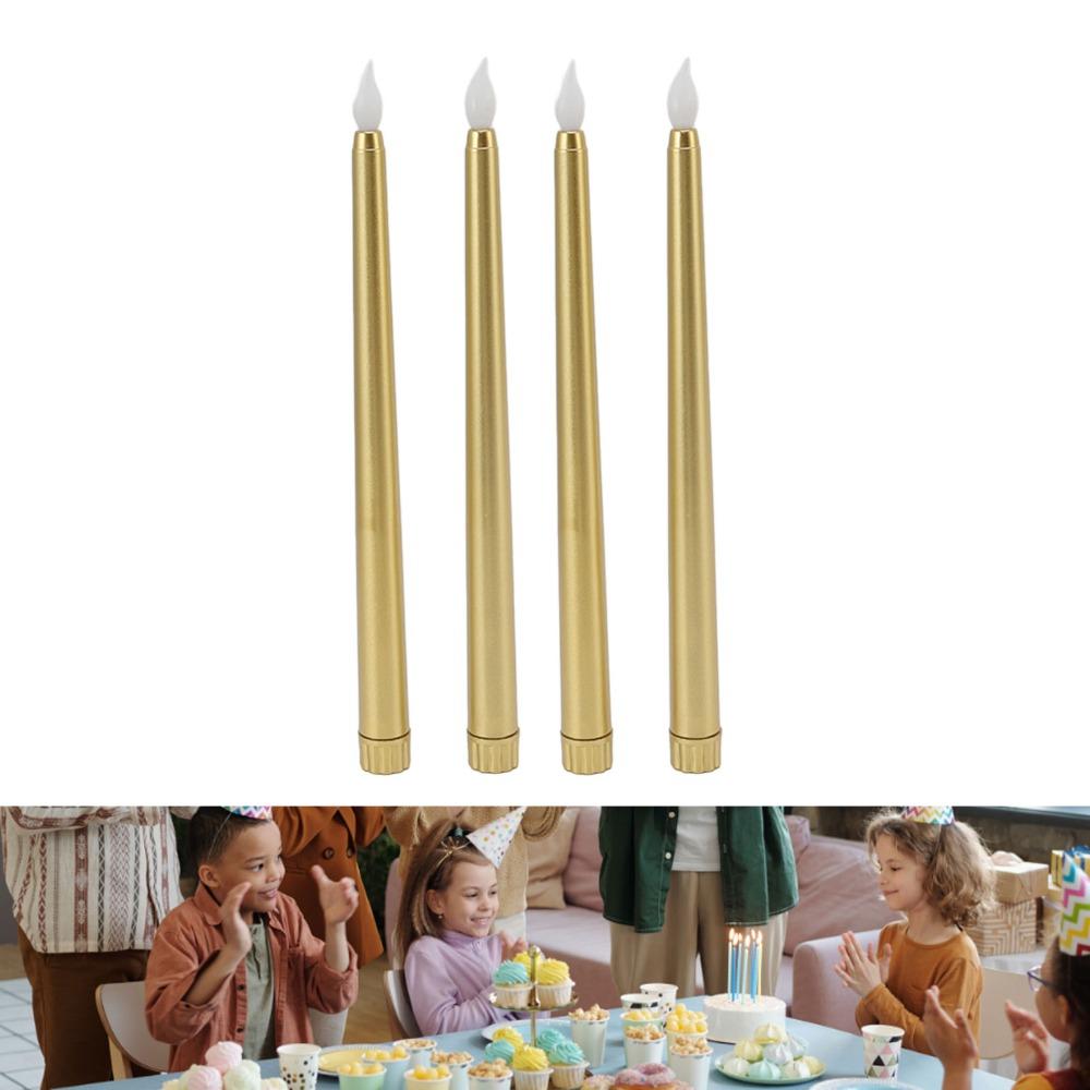 4 Pcs Battery Powered LED Taper Candles Flameless Candle Lights Church Celebration