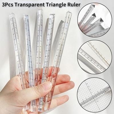 3шт 15см прозрачная треугольная линейка многофункциональные инструменты для рисования DIY школьные канцелярские принадлежности