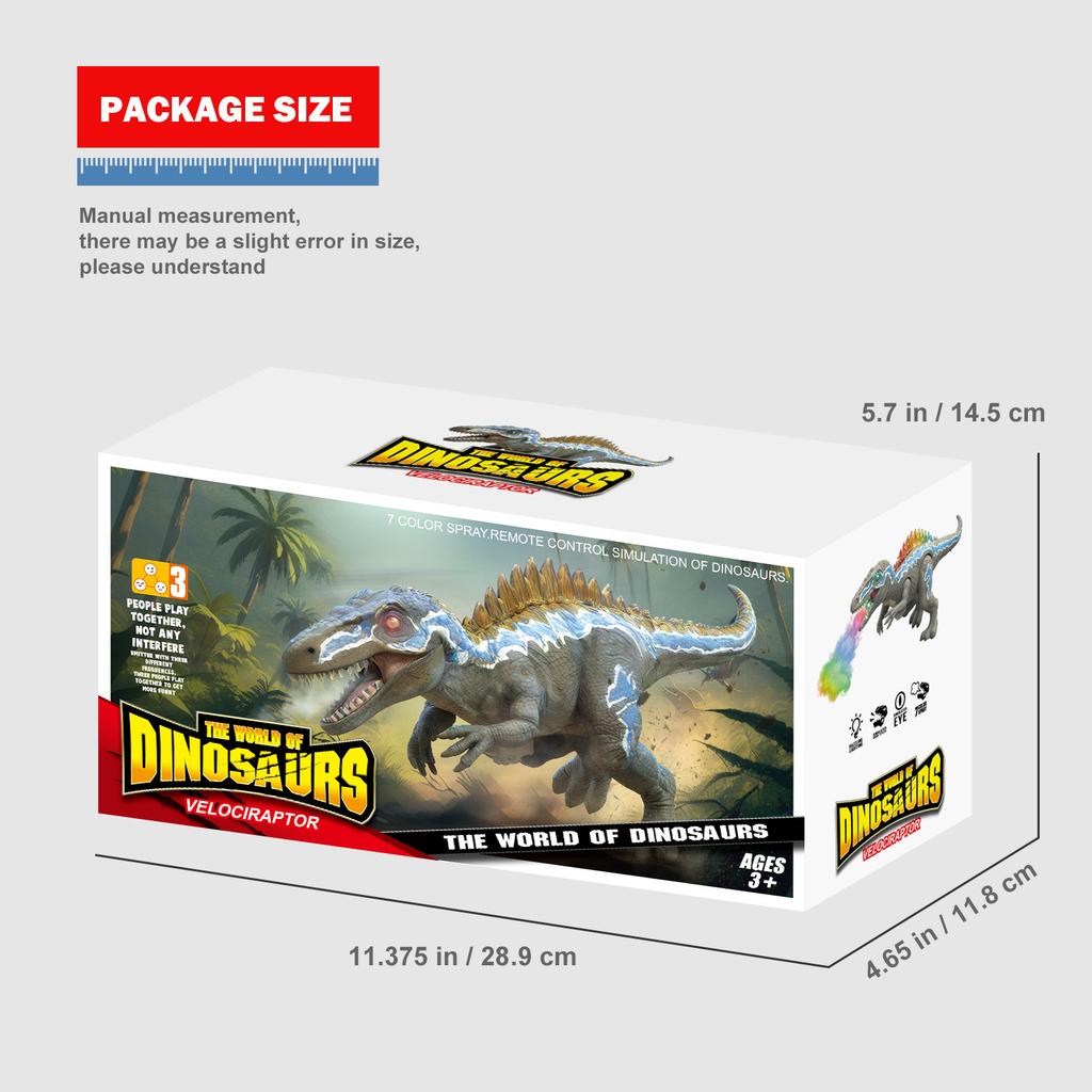 Дистанционное управление Динозавр Спрей Велоцираптор Моделирование Электрическая Игрушка Модель Свет Звук Ходьба Спрей