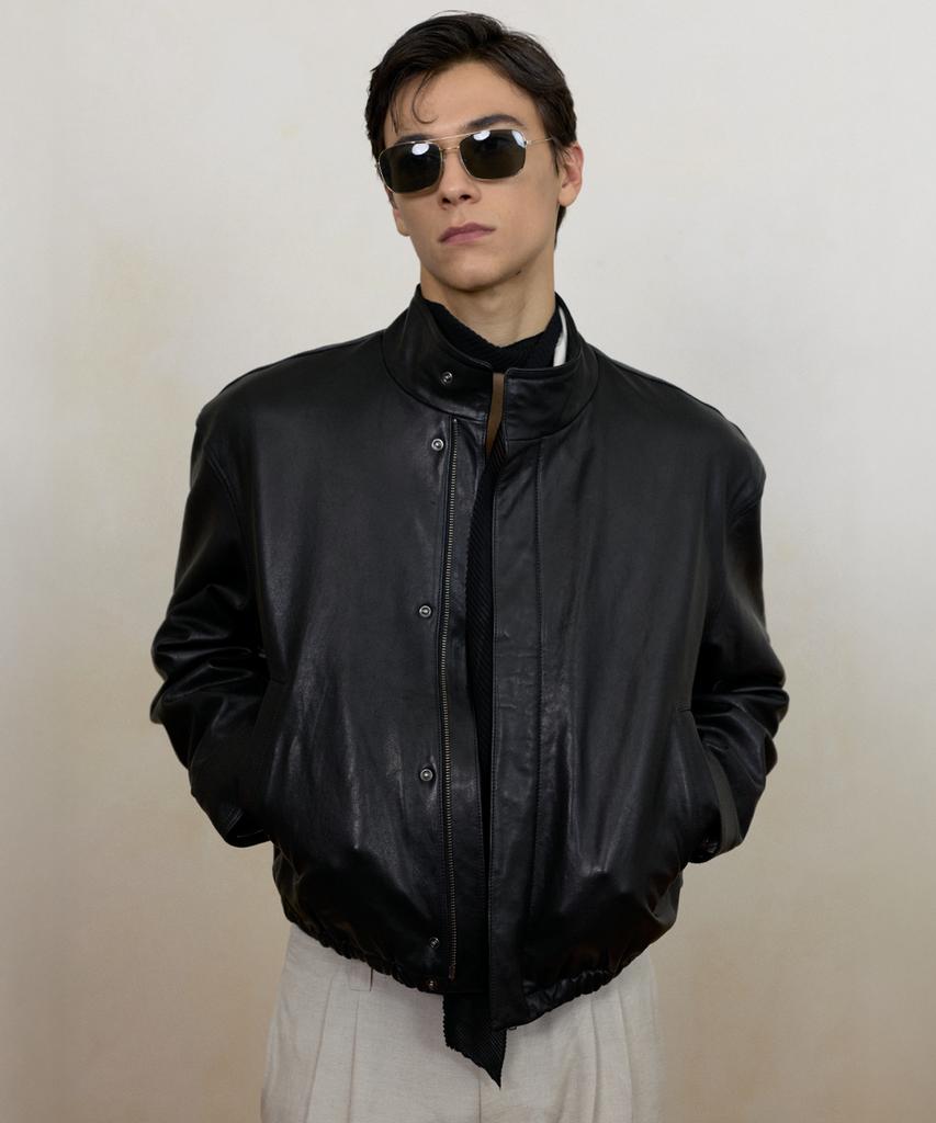 Lmood Monarch Leather Blouson Jacket Black