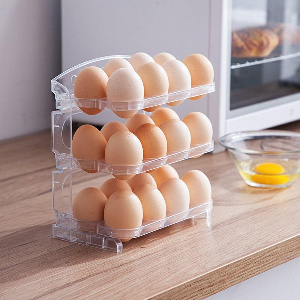 Пластиковые переворачивающиеся контейнеры для яиц, 24-секционный ящик для хранения яиц, 3-слойный складной держатель для яиц, кухня