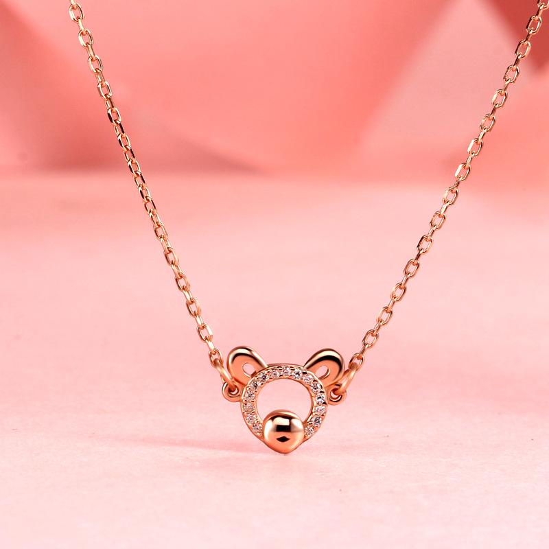 Украшения в виде животных, милые ожерелья с медведем, женские модные аксессуары, простые мультяшные женские комплекты