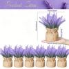 Artificial Lavender Plant Small Fake Lavender Flowers Decor In Burlap Bag Rustic Potted Plant for Kitchen Farmhouse Home Decor