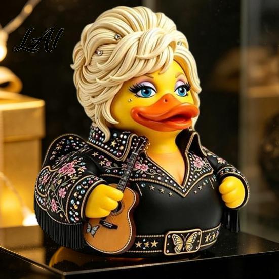 Colorful Rhinestone Duck Decorations Charming Novelty Ornament Musical Theme with Guitar Creative Music Inspired Figurines Decor Decorative