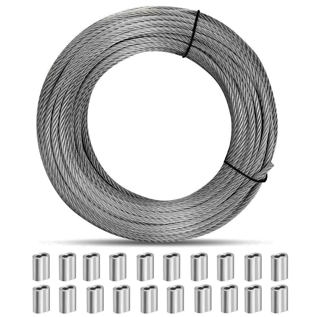 Ibubu Нержавеющая сталь Бельевая веревка 20м 7x7 1100кг Нагрузка на разрыв Землетрясение Тайфун 20 Алюминиевые гильзы в комплекте Проволока, Веревка, Диаметр 4.0мм, Длина,