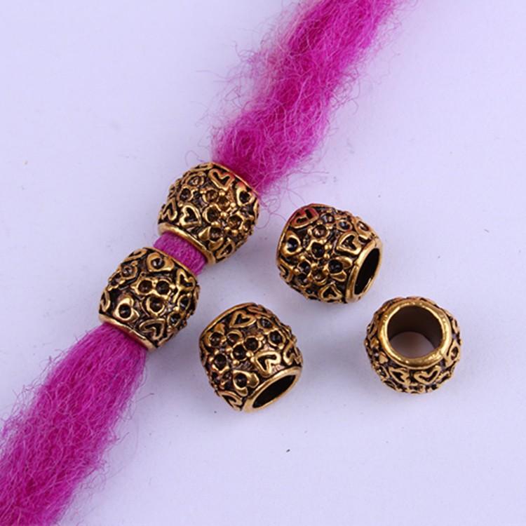 5pcs/bag Silver Metal Hair Rings Braid Dreadlocks Bead Hair Cuffs Dread Tube Charm Dreadlock for DIY Hair Accessaries
