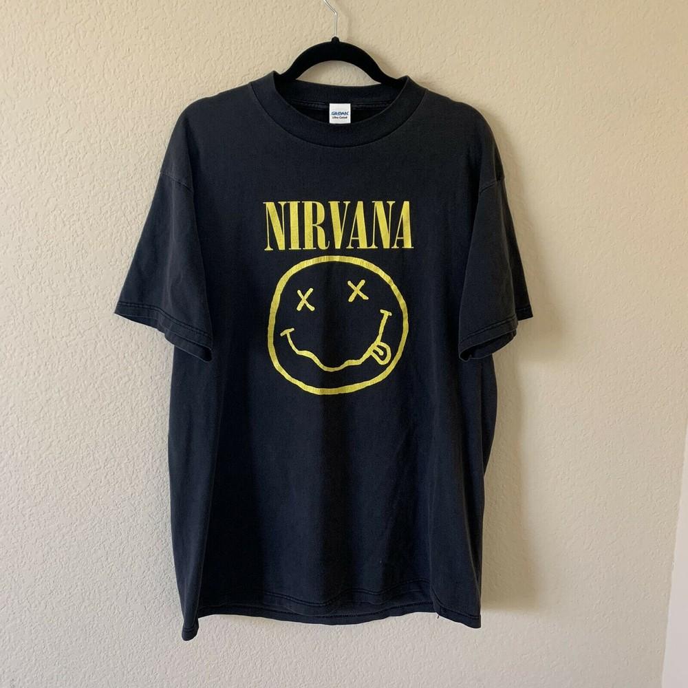 Винтажная футболка Nirvana 1992 Smiley Унисекс двусторонняя Размер S-2XL Унисекс футболка