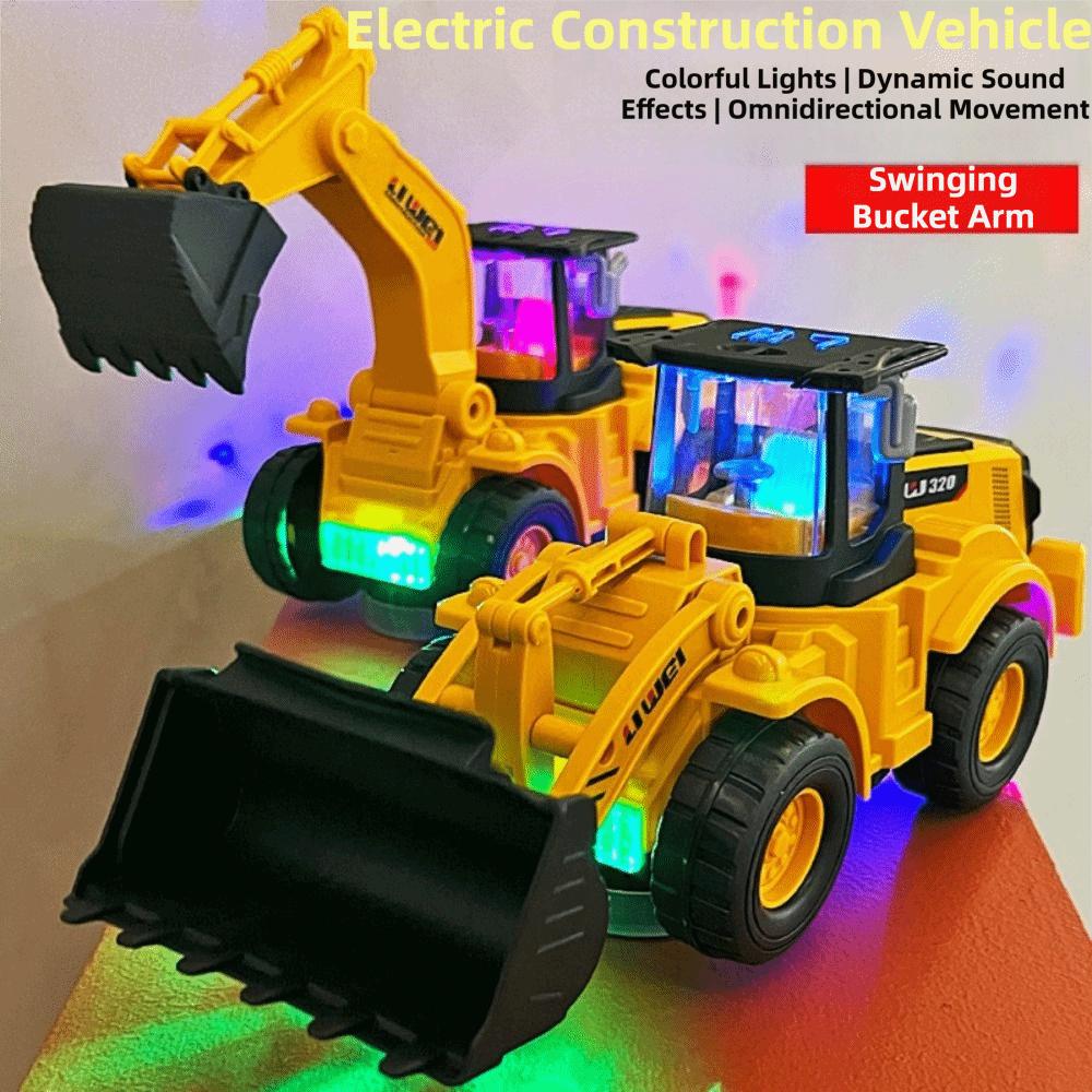 Universal Wheels Electric Excavator Toy Colorful Music Bulldozer Toy Boys Gift