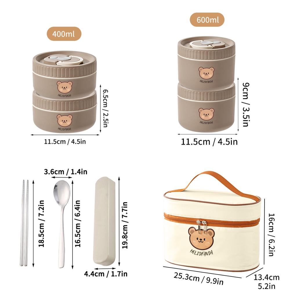 WORTHBUY Cute Thermal Bento Box Portable 304 Stainless Steel Lunch Box Heatable Sealed Leak-proof Food Container For Kids