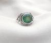 Prehnite 925 Sterling Silver Ring: Green Gemstone Boho Statement Jewelry