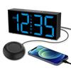 Super Loud Vibrating Digital Alarm Clock Dual Alarm Bed Vibrator USB Output Port 12/24H Snooze Table LED Clock for Heavy Sleeper