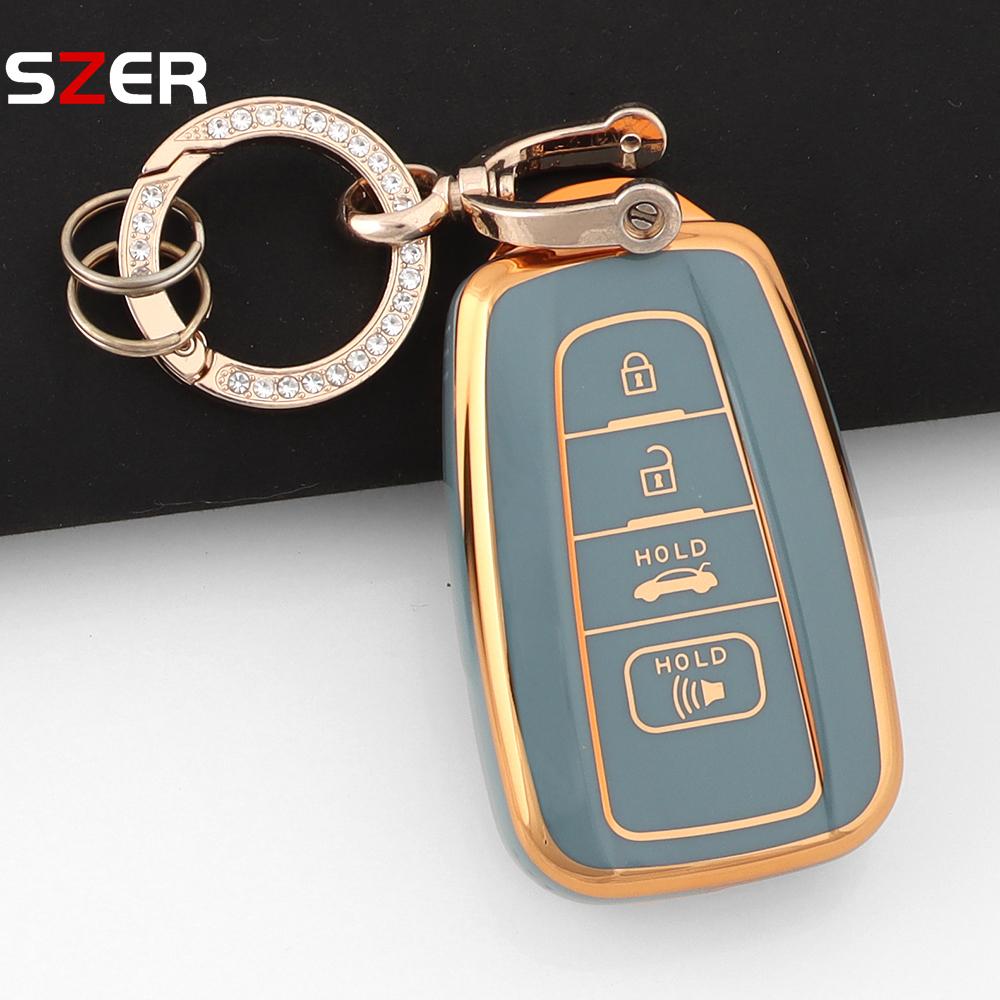 Чехол-брелок на 4 кнопки из ТПУ для автомобильного ключа Toyota Chr Camry Corolla Rav4 Highlander C-Hr Prius Land Cruiser Prado Брелок