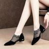 Summer Fashion Women Pointed-toe Low Heel Shoes Ladies Mesh Rhinestone Sandals Women's Fashion Shoes