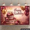 2D Sparkly Burgundy and Gold Birthday Celebration Photography Background