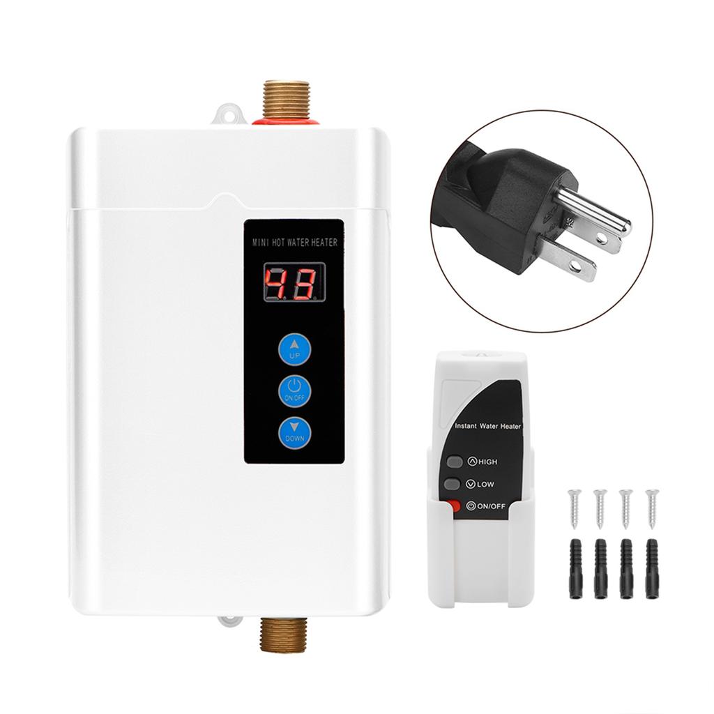 Household Mini Electric Water Heater Instant Tankless Water Heater Heating MachineBlack US Plug
