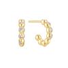 Gold Bezel Bead Huggie Hoop Earrings 925 Silver E066-05G