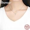 BAMOER Authentic 925 Sterling Silver Clear CZ Radiant Dazzling Minimalist Pendant Necklace
