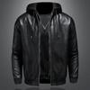 Leather Men's And New Casual Hooded Jacket Handsome Motorcycle Jacket With Cotton Thickened Men's Coat