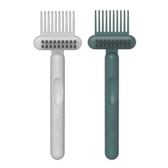 2Pcs 2 in 1 Hair Brush Cleaning Tool with Ergonomic Handle Double-Sided Comb Cleaner High-strength Comb Cleaner Hair Tangle Remover Tool