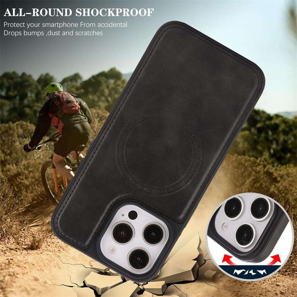 Магнитный беспроводной чехол для телефона для iPhone 12 - 17, 8 цветов, веганская ПУ-кожа, всесторонняя противоударная защита